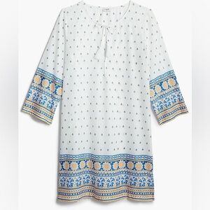 JCrew White and Blue Patterned Tunic Dress